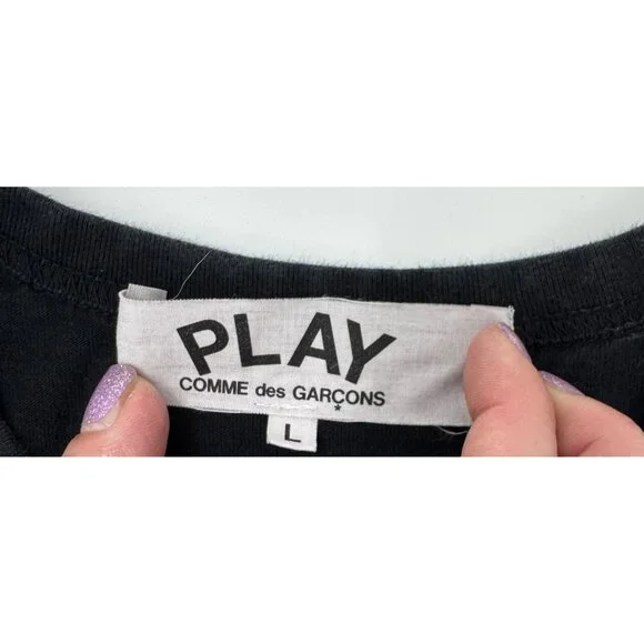 Comme Des Garcons Play Black Heart Logo jersey T-Shirt Size L Made In Japan - Picture 2 of 14